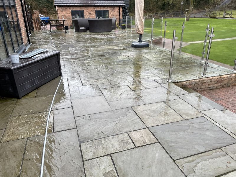 Indian sandstone before being cleaned in Mapperley village Derbyshire : Swipe To View More Images