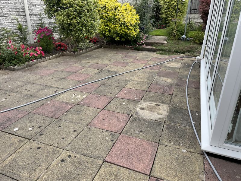 Slabbed patio before being cleaned in Giltbrook&comma; Nottingham : Swipe To View More Images