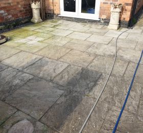 Slabs before being soft washed and pressure washed in Derby: Click Here To View Larger Image
