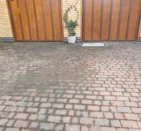 Block paving driveway before being pressure washed and re-sanded in Ilkeston: Click Here To View Larger Image