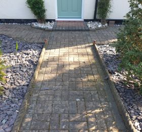 Block paving path before being cleaned and re-sanded in Awsworth : Click Here To View Larger Image
