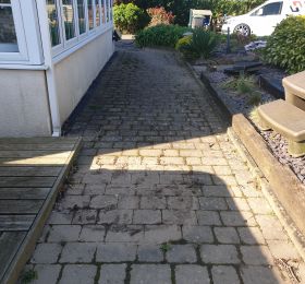 Block paving path before being pressure washed and re-sanded in Awsworth: Click Here To View Larger Image
