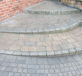 Block paving steps before being cleaned in Ilkeston : Click Here To View Larger Image