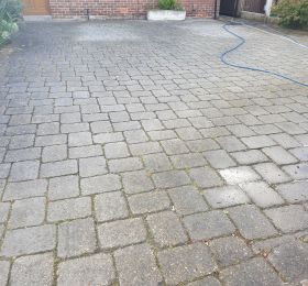 Block paving driveway before being pressure washed and re-sanded in Mackworth: Click Here To View Larger Image